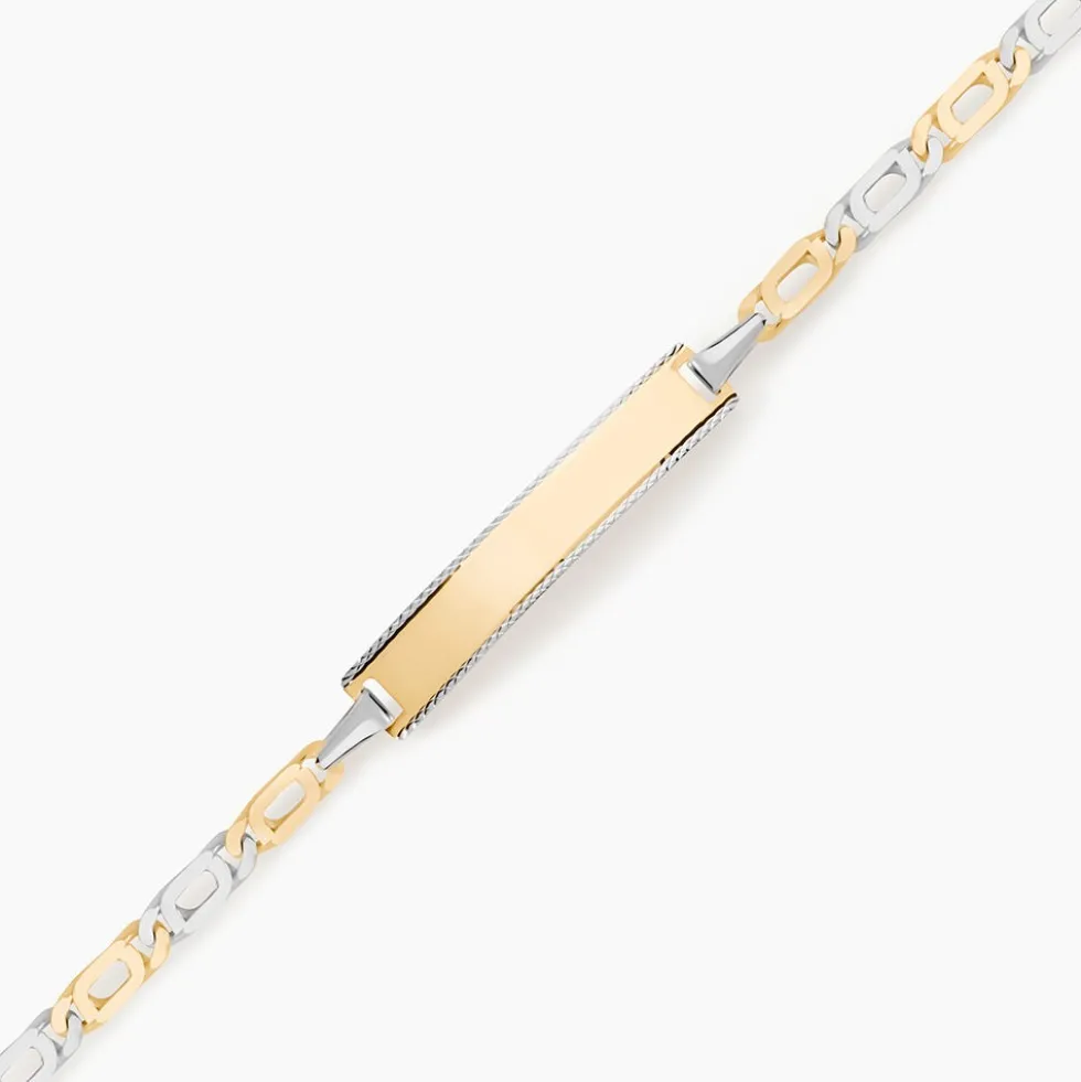 Bracelet Identité Fanelia Maille Marine Or Bicolore