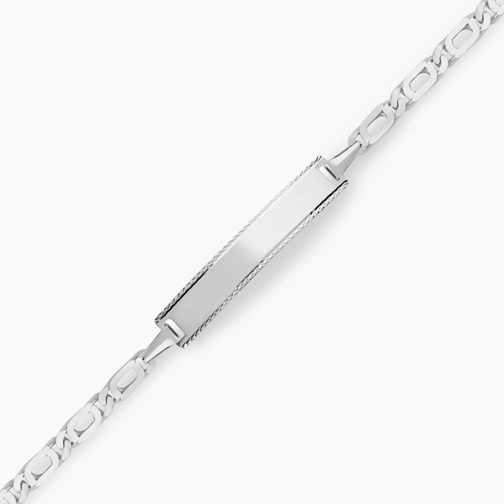 Bracelet Identité Fanelia Maille Marine Or Blanc