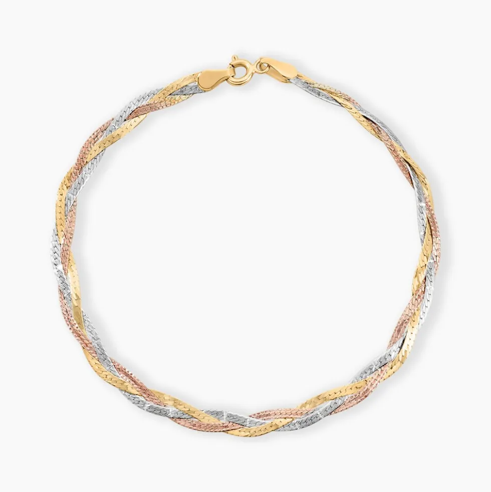 Bracelet Jasmin Tresse Or Tricolore