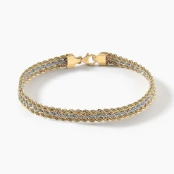 Bracelet Jerry Maille Corde 3 Rangs Or Bicolore