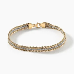 Bracelet Jerry Maille Corde 3 Rangs Or Bicolore