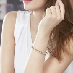 Bracelet Jodie Maille Jaseron Godronne Or Bicolore
