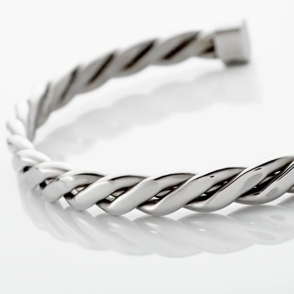 Bracelet Jonc Acier Blanc Alexandru