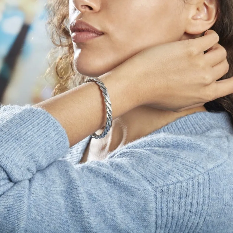Bracelet Jonc Acier Blanc Alexandru
