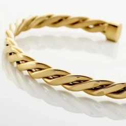 Bracelet Jonc Acier Dore Alexandru