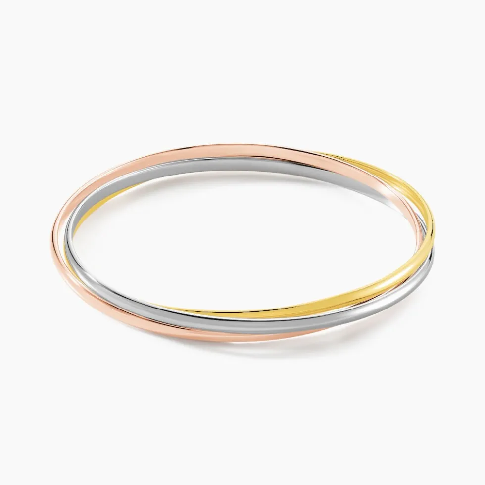 Bracelet Jonc Annie-france Plaqué Or Tricolore
