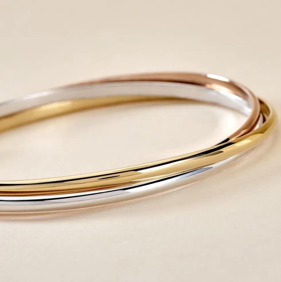 Bracelet Jonc Annie-france Plaqué Or Tricolore