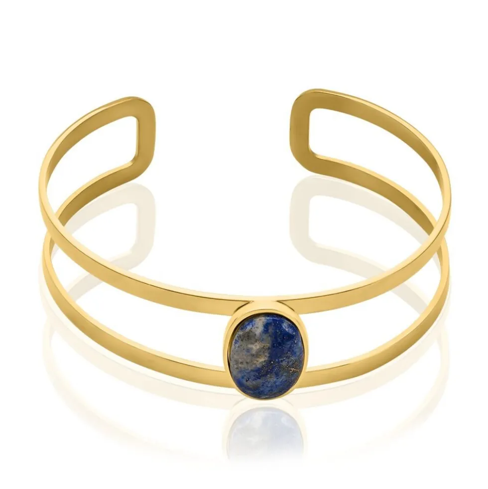 Bracelet Jonc Eline Acier Jaune Pierre De Synthese