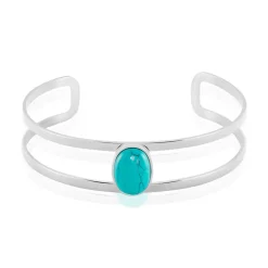 Bracelet Jonc Eline Acier Blanc Pierre De Synthese