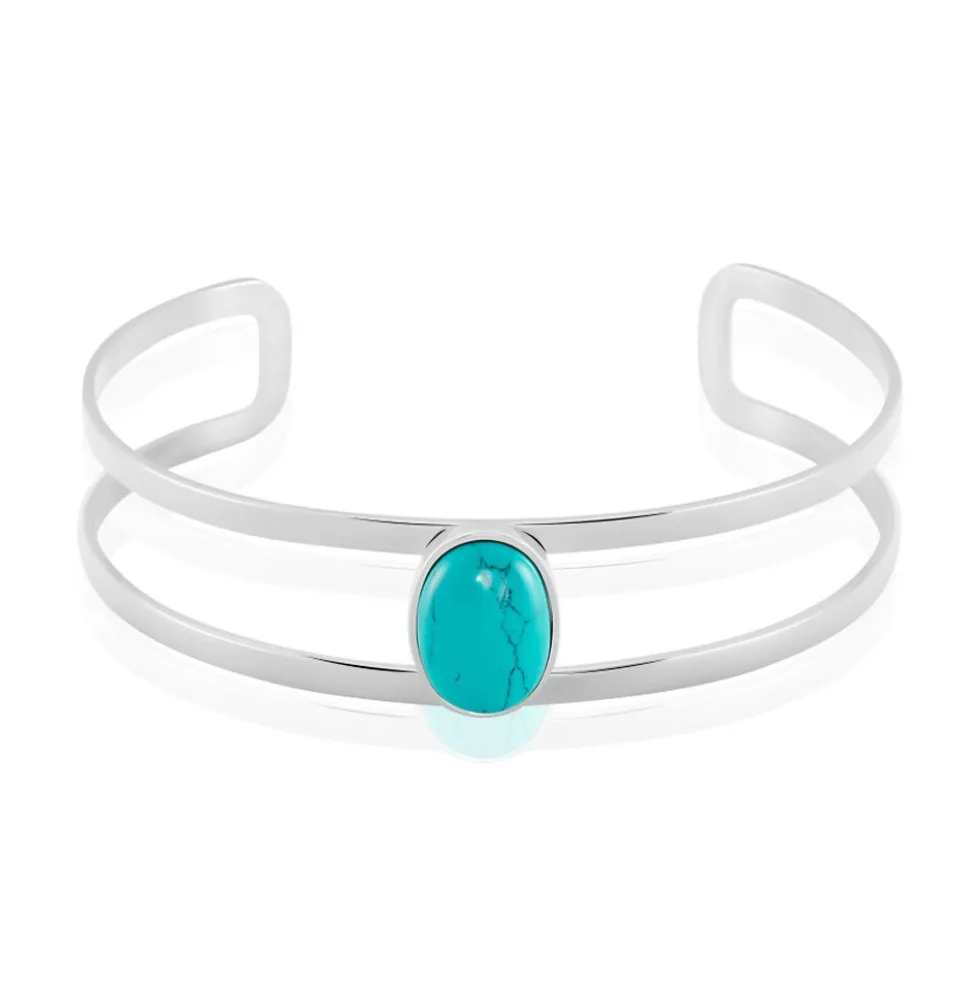 Bracelet Jonc Eline Acier Blanc Pierre De Synthese
