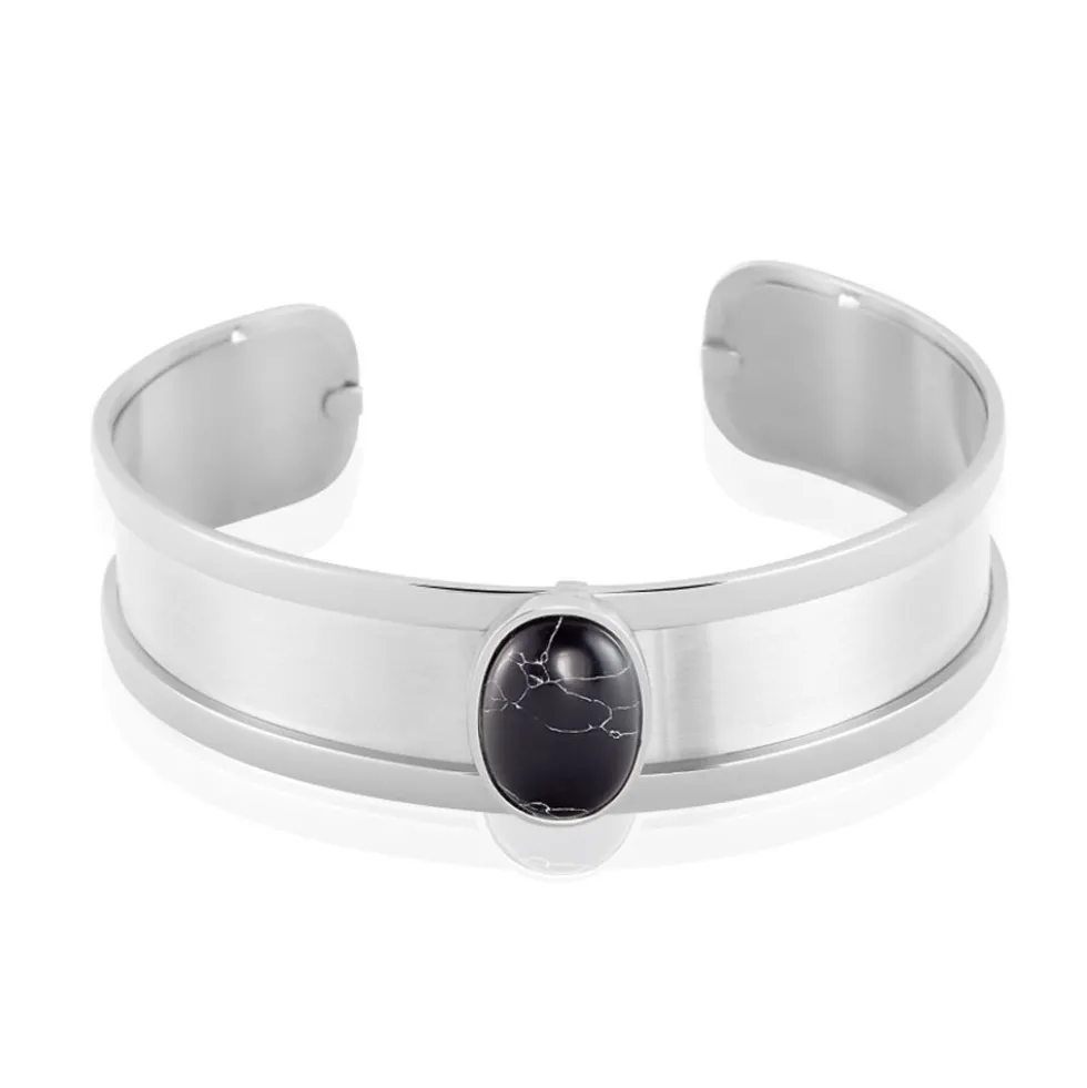 Bracelet Jonc Eline Acier Blanc Pierre De Synthese