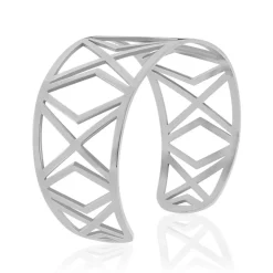 Bracelet Jonc Graphik Line Acier Blanc
