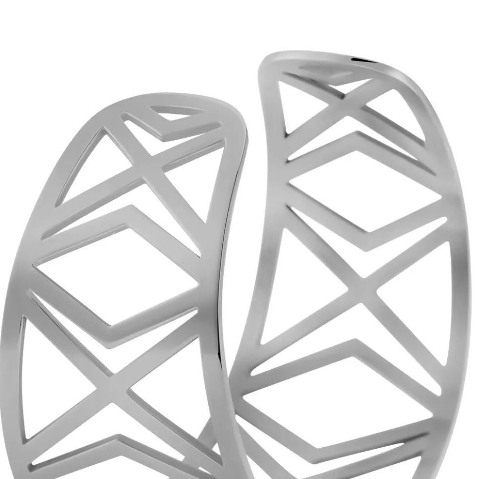Bracelet Jonc Graphik Line Acier Blanc