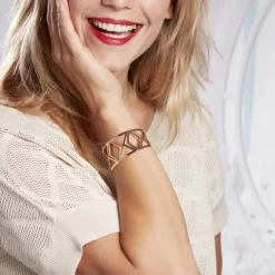 Bracelet Jonc Graphik Line Acier Blanc