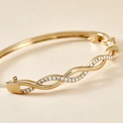 Bracelet Jonc Imae Plaqué Or Jaune Oxyde De Zirconium