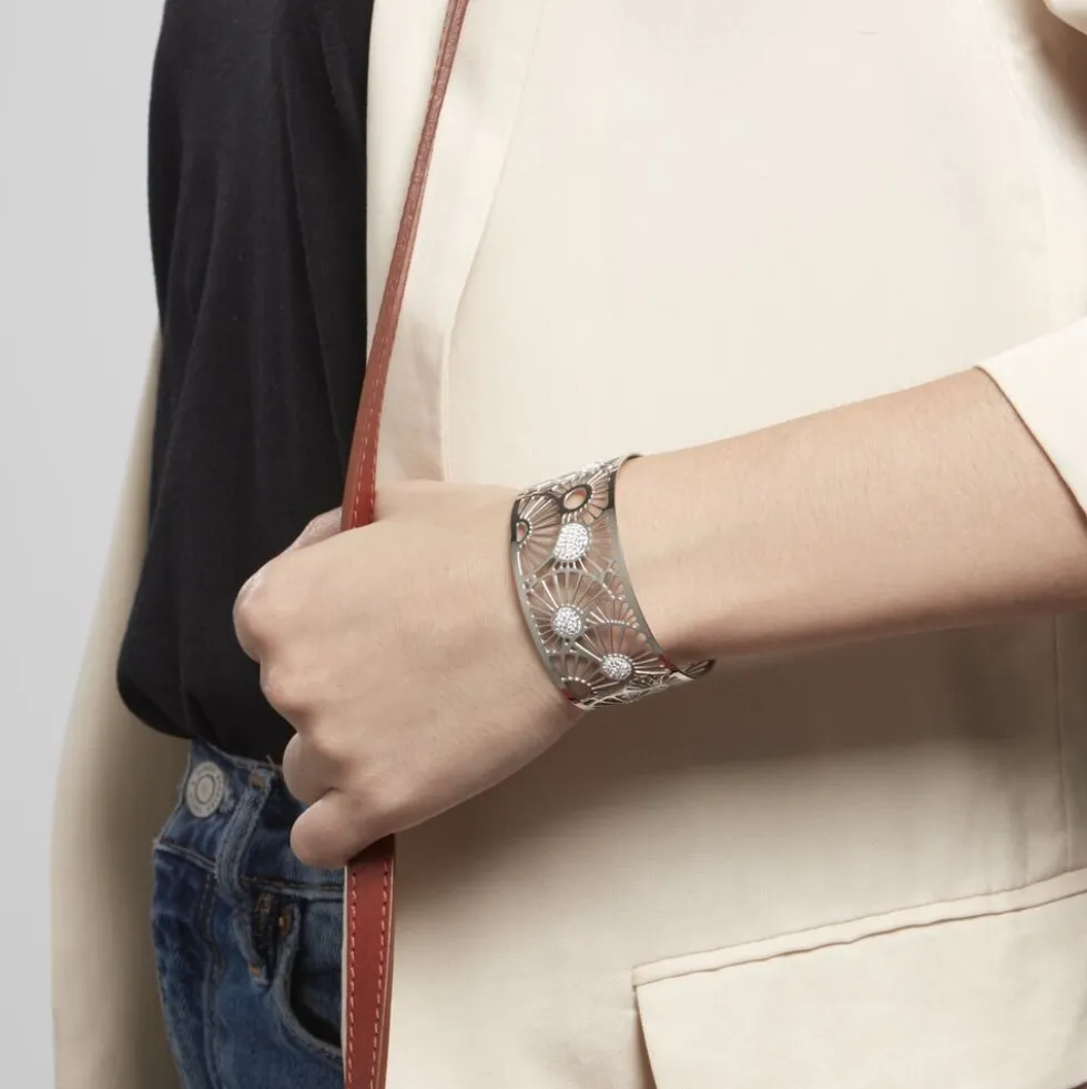 Bracelet Jonc Imagine Florette Strass Acier Blanc Strass
