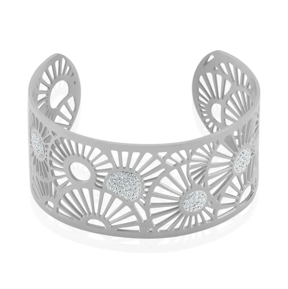 Bracelet Jonc Imagine Florette Strass Acier Blanc Strass