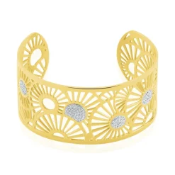 Bracelet Jonc Imagine Florette Strass Acier Jaune Strass