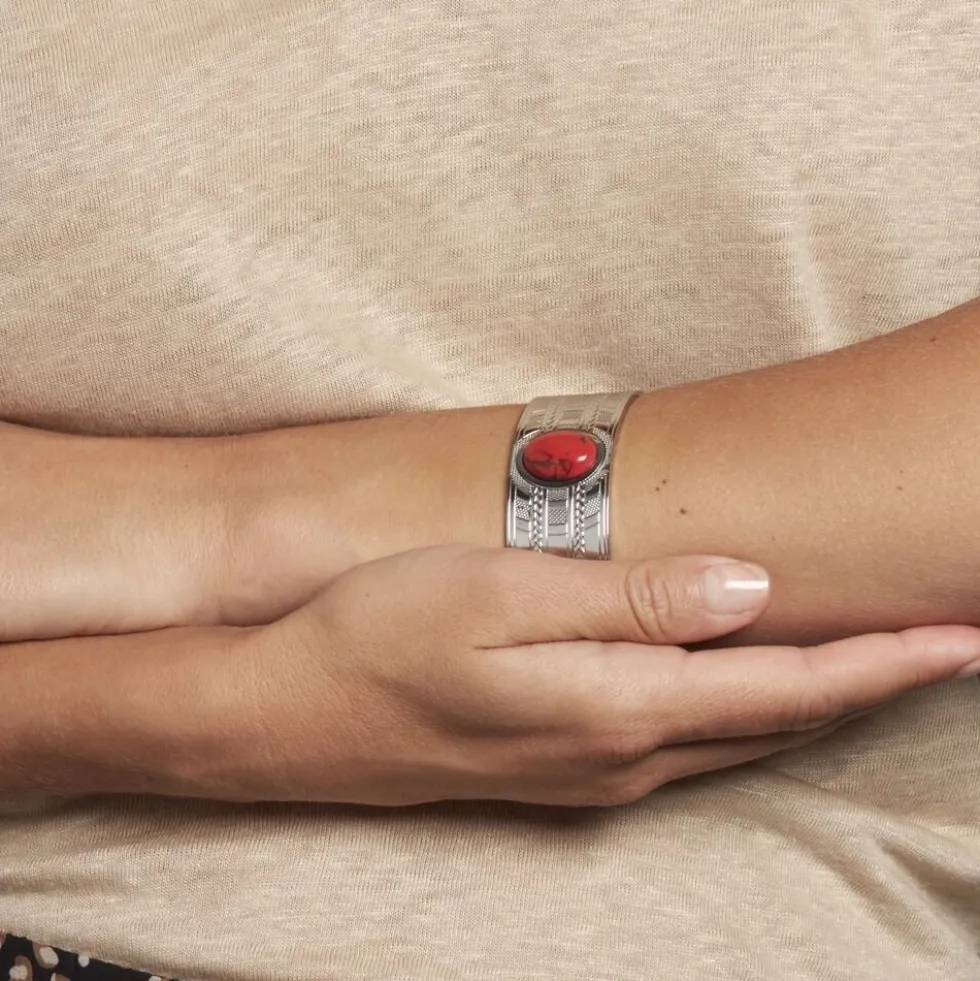 Bracelet Jonc Imagine Segolene Acier Blanc Pierre De Synthese