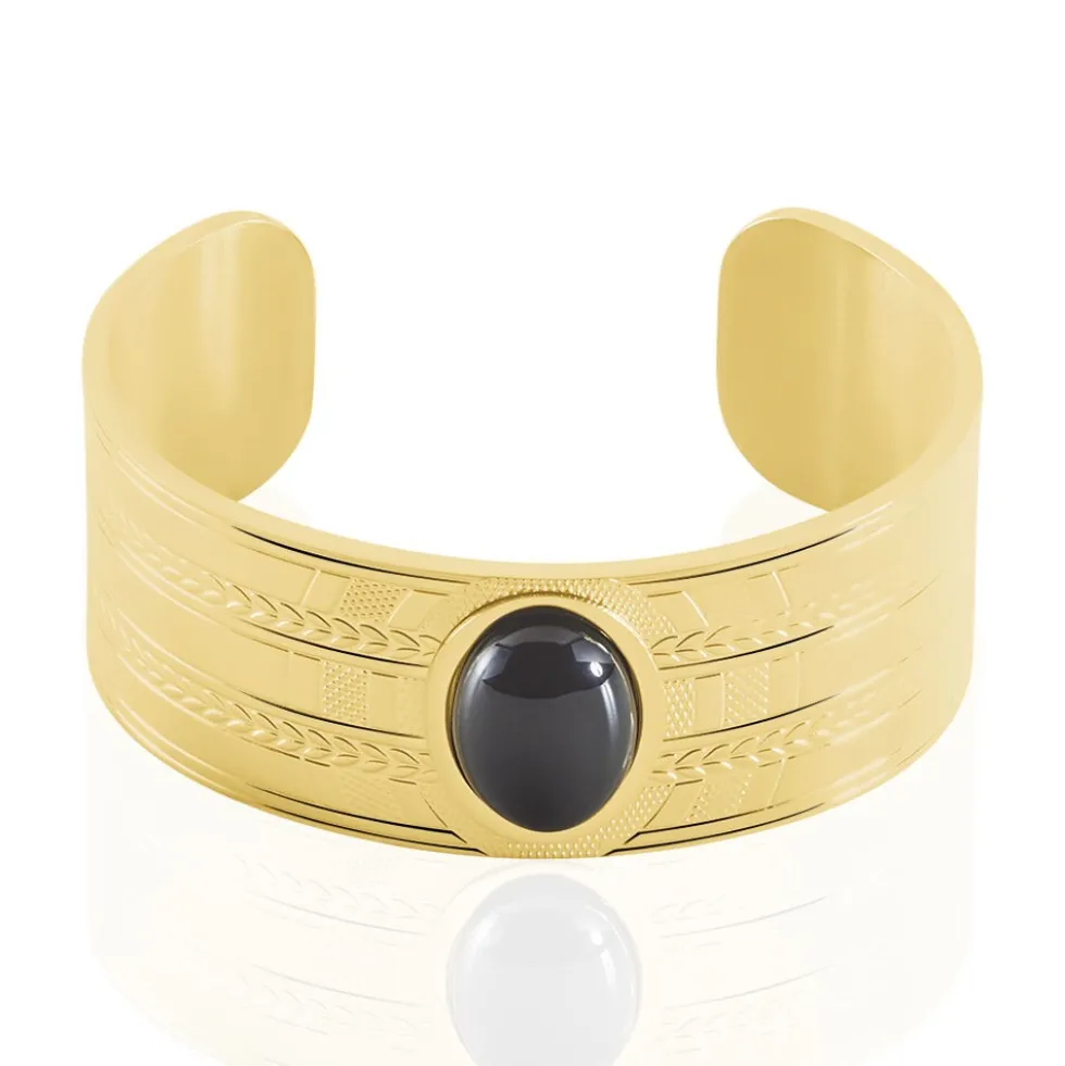 Bracelet Jonc Imagine Segolene Acier Jaune Pierre De Synthese