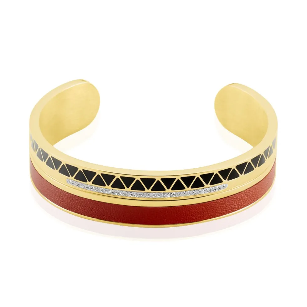 Bracelet Jonc Imagine Victoriano Acier Jaune Strass