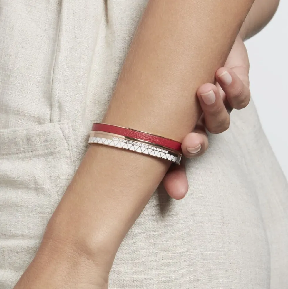Bracelet Jonc Imagine Victoriano Acier Rose Strass