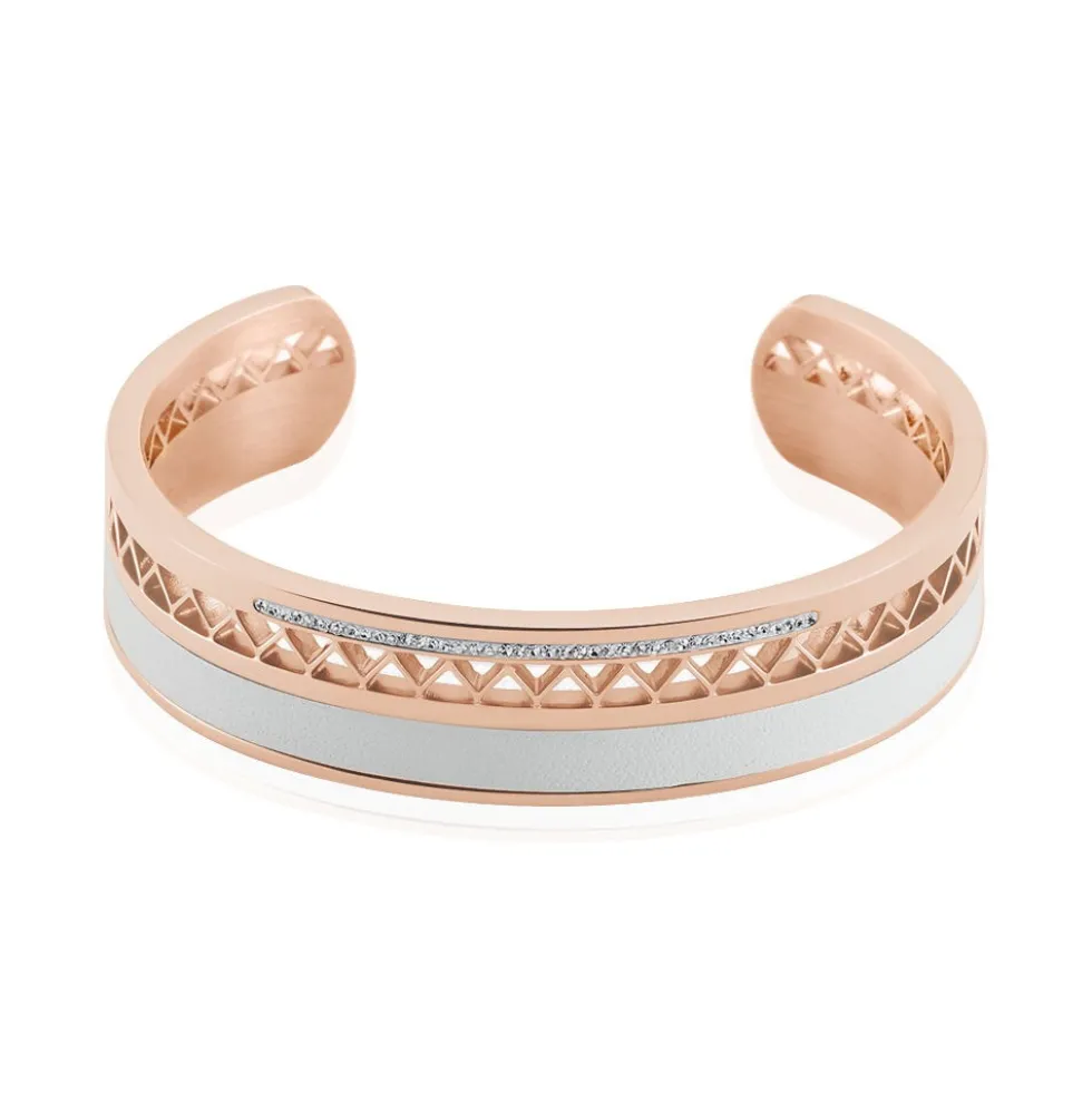 Bracelet Jonc Imagine Victoriano Acier Rose Strass