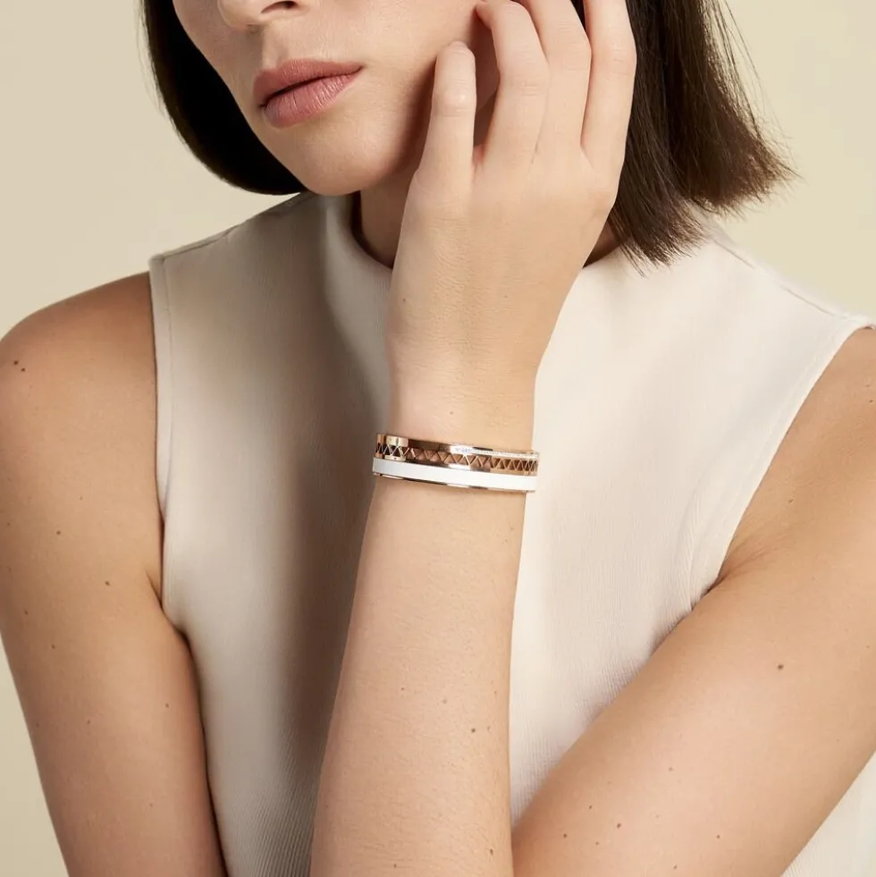 Bracelet Jonc Imagine Victoriano Acier Rose Strass