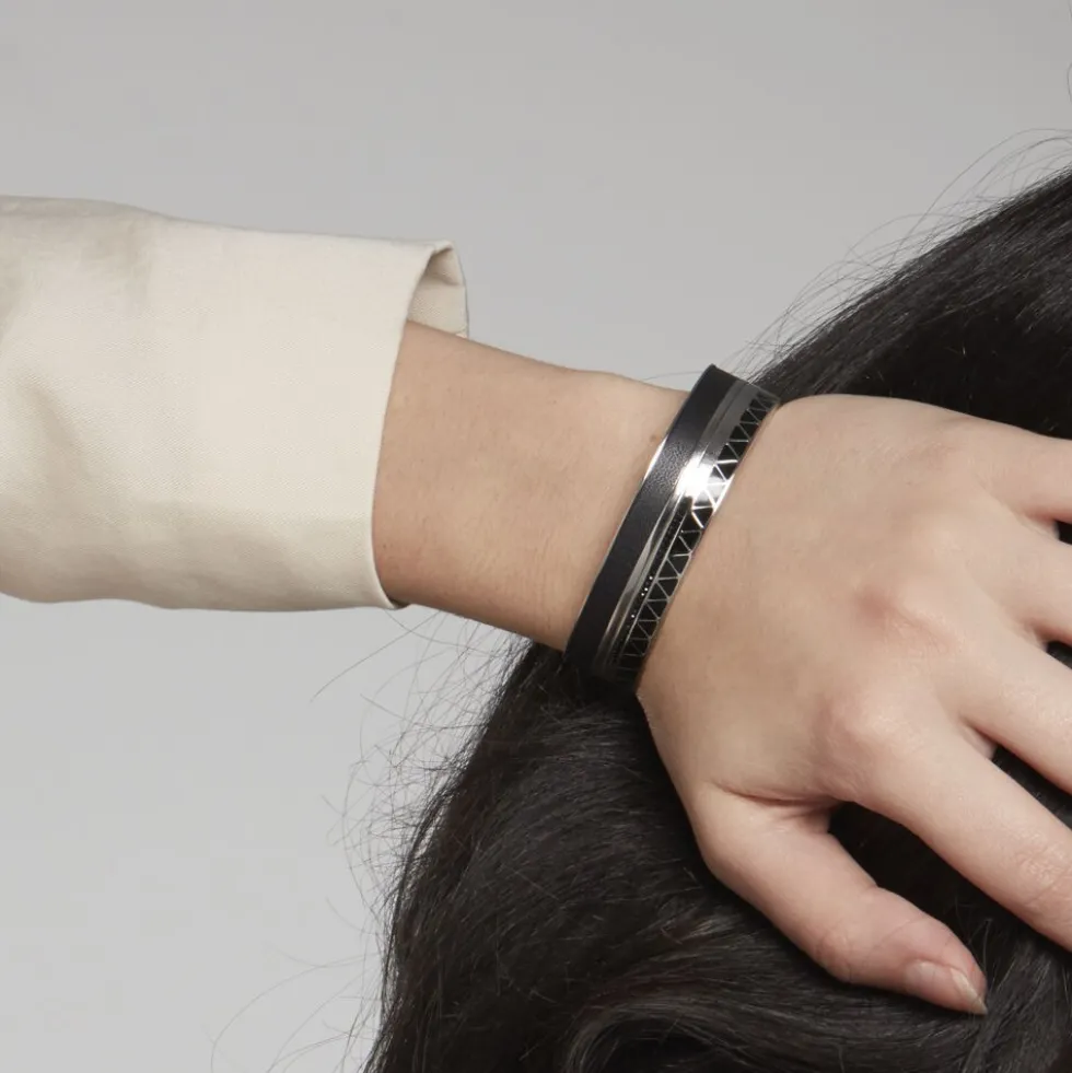 Bracelet Jonc Imagine Victoriano Acier Blanc Strass