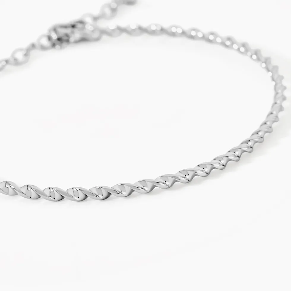 Bracelet Jonc Twist Argent Blanc