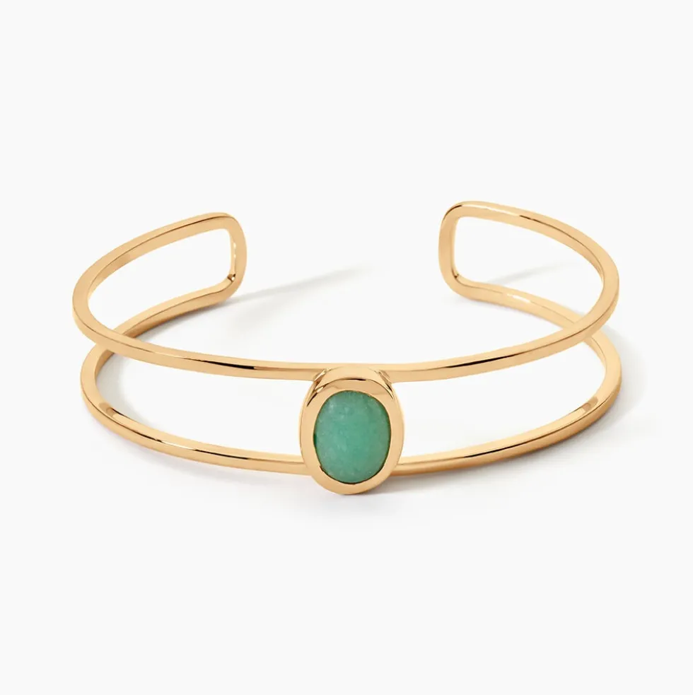 Bracelet Jonc Veina Plaqué Or Jaune Aventurine