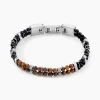 Bracelet Jourdan Acier Blanc Agate Oeil De Tigre