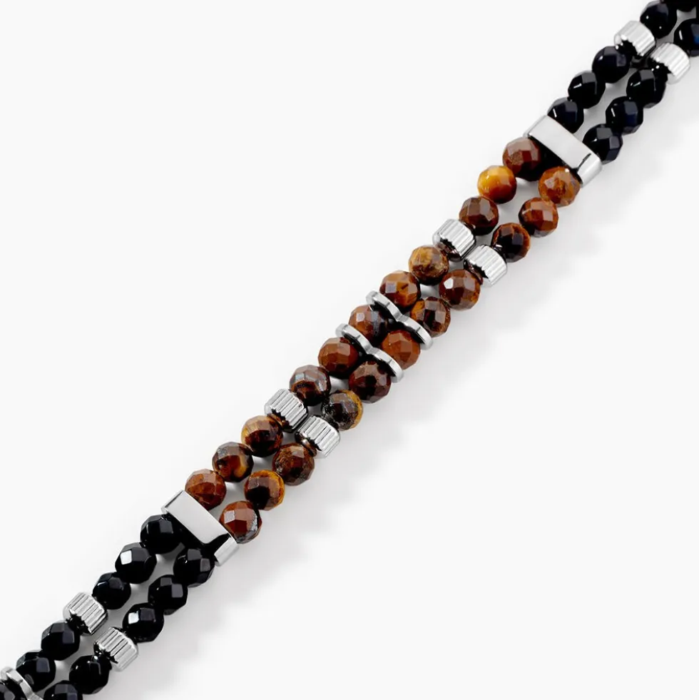 Bracelet Jourdan Acier Blanc Agate Oeil De Tigre
