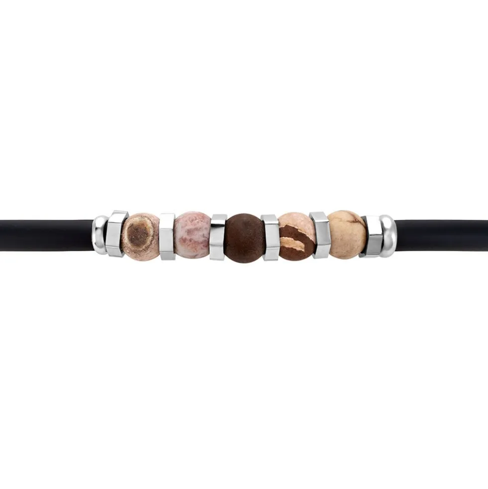 Bracelet Jourdan Caoutchouc Noir Agate