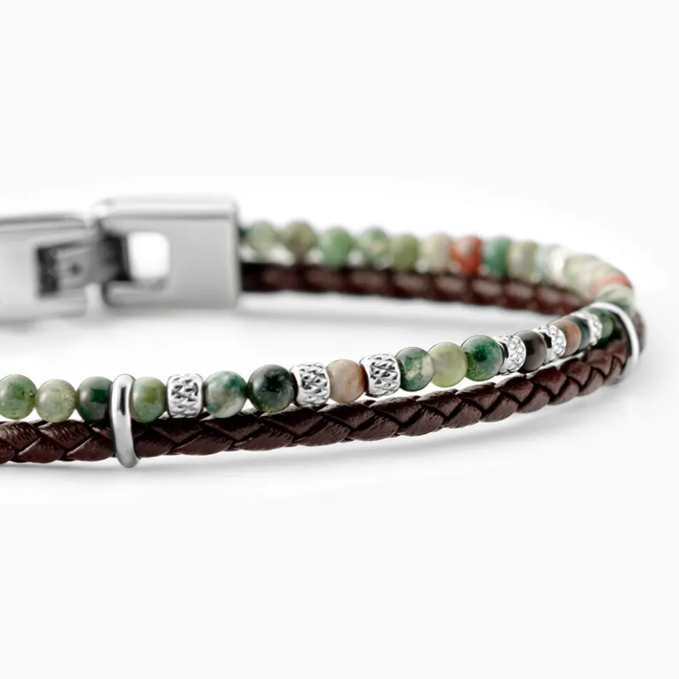 Bracelet Jourdan Cuir De Vache Noir Agate