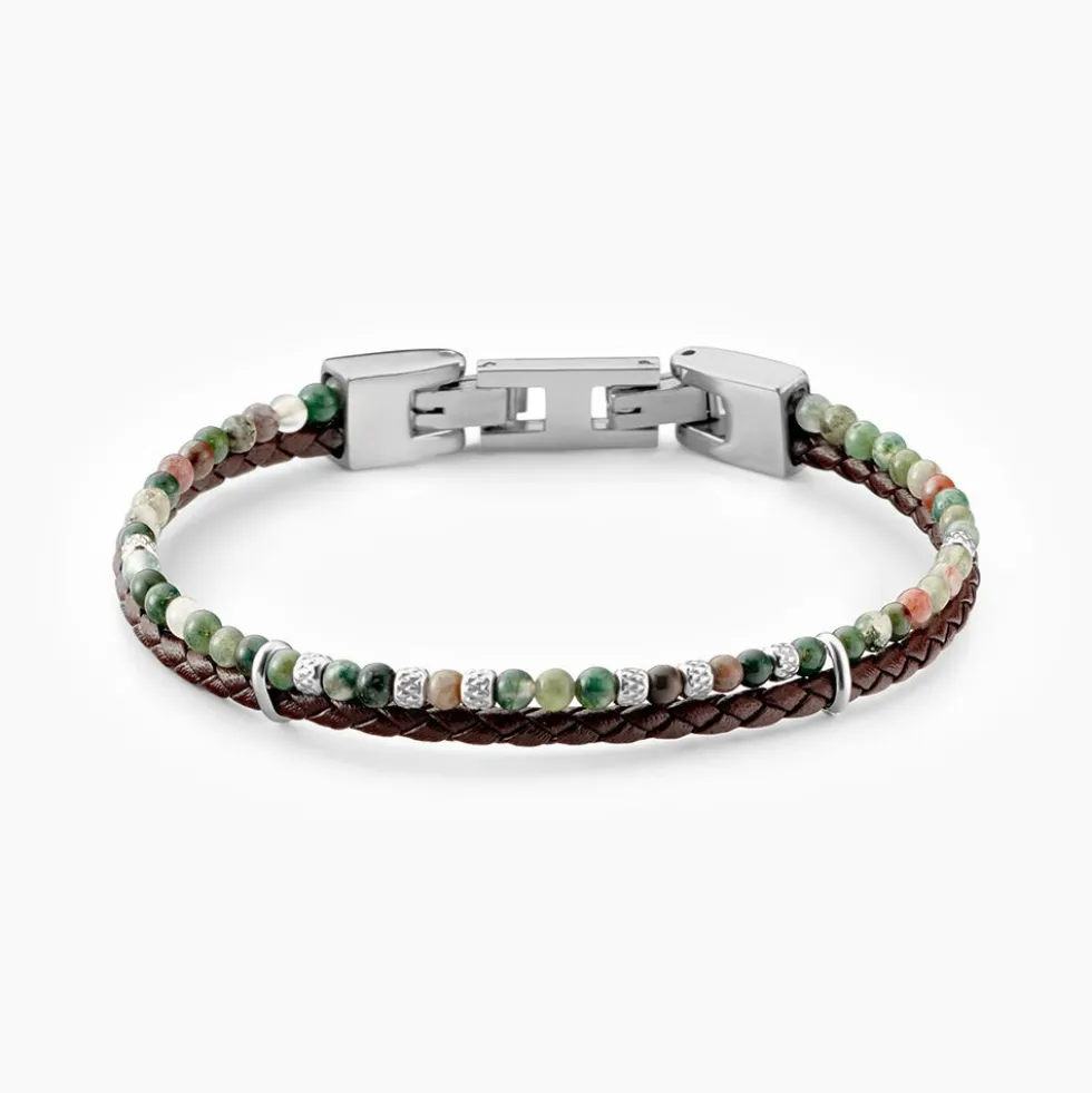 Bracelet Jourdan Cuir De Vache Noir Agate
