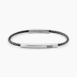 Bracelet Jourdan Cuir De Vache Noir Diamant Synthétique