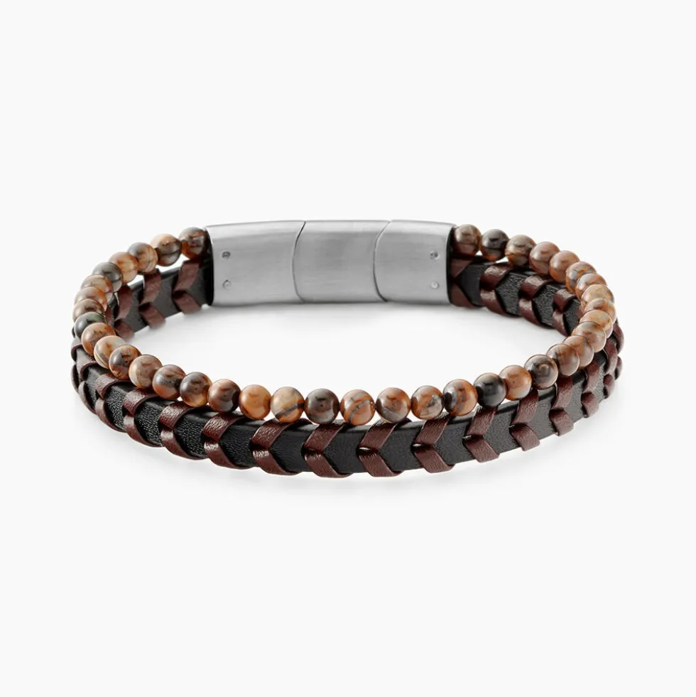 Bracelet Jourdan Cuir De Vache Oeil De Tigre