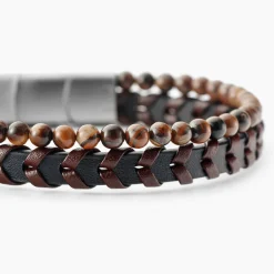 Bracelet Jourdan Cuir De Vache Oeil De Tigre