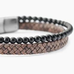 Bracelet Jourdan Cuir De Vache Marron Onyx