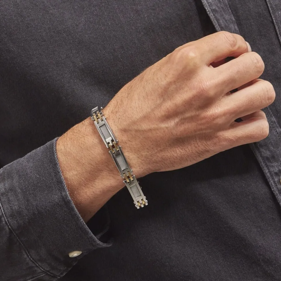 Bracelet Jourdan Zephir Acier Bicolore Dore / Blanc