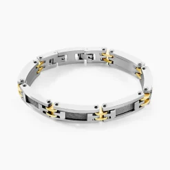 Bracelet Jourdan Zephir Acier Bicolore Dore / Blanc