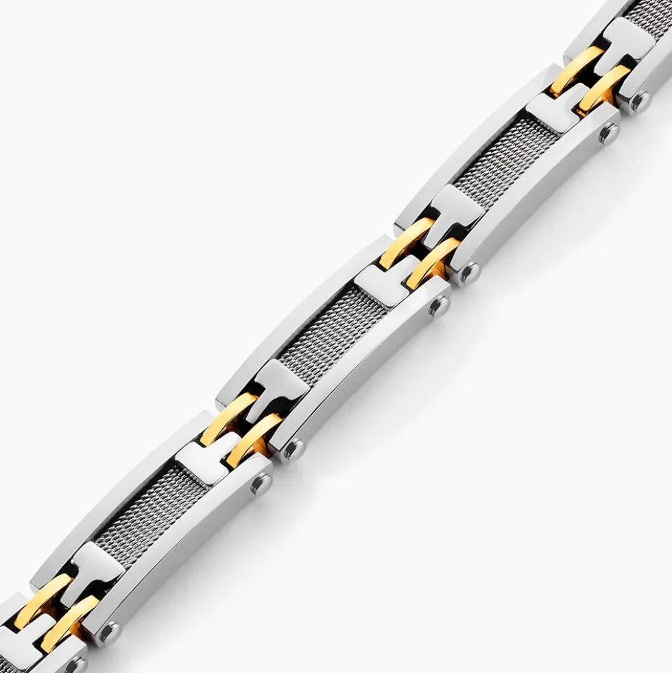 Bracelet Jourdan Zephir Acier Bicolore Dore / Blanc