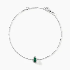 Bracelet Juliettina Or Blanc Emeraude Et Diamant