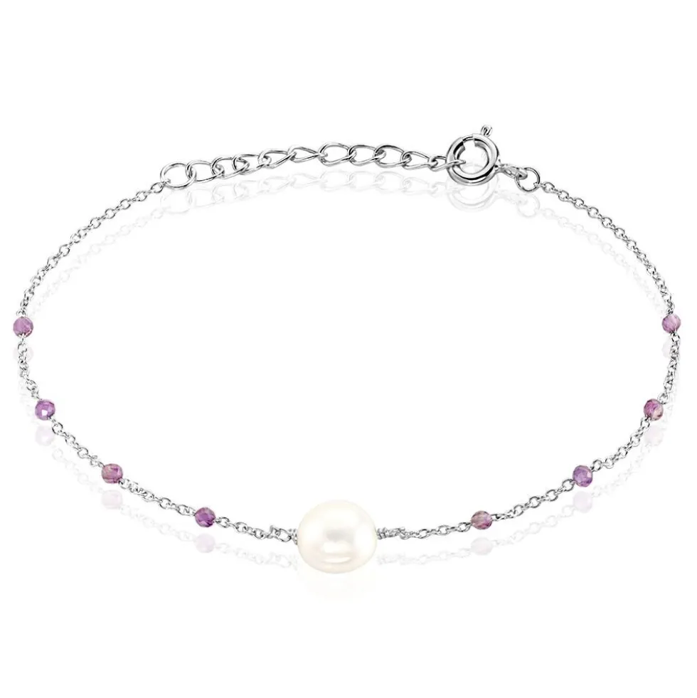 Bracelet Kerri Argent Blanc Perle De Culture Améthyste