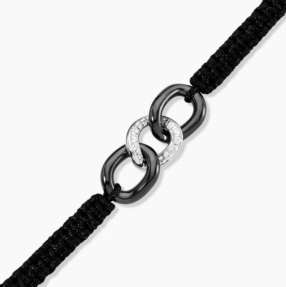 Bracelet Link Argent Blanc Oxyde De Zirconium Et Céramique