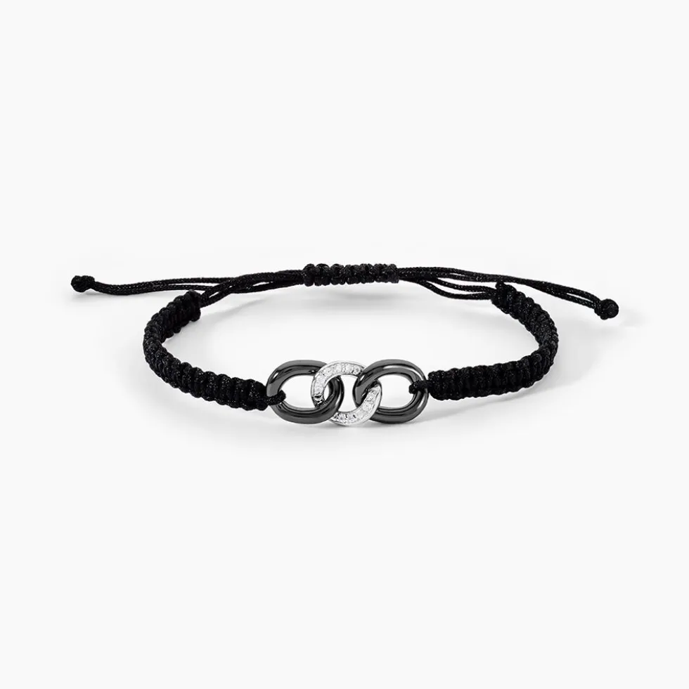 Bracelet Link Argent Blanc Oxyde De Zirconium Et Céramique
