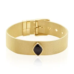 Bracelet Maille Acier Doré Ryad Agate