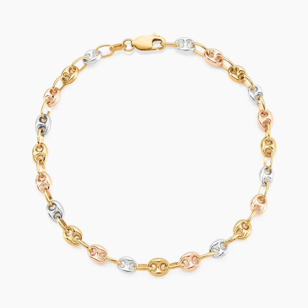 Bracelet Maille Dami Maille Grain De Cafe Or Tricolore