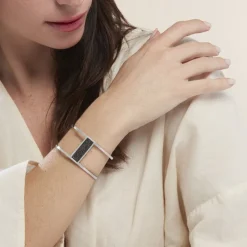 Bracelet Manchette Acier Blanc Maria
